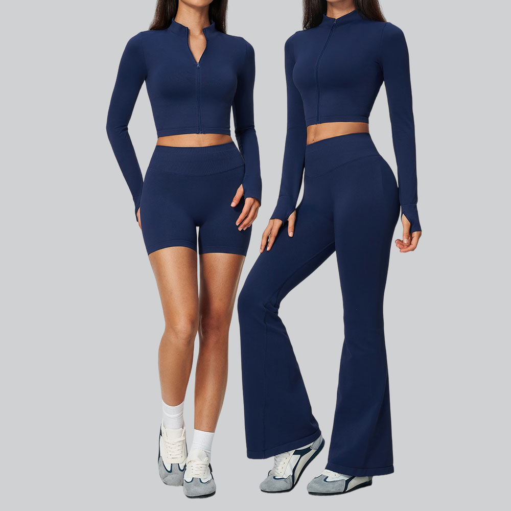 Compression Long Pant - Damski bezszwowy zestaw do jogi, składający